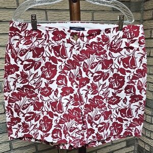 Lands' End White and Red Floral Cotton Shorts